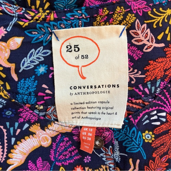 25 of 52 Conversations by Anthropologie Oh Deer Forest Friends Blouse size 6 - Picture 8 of 8
